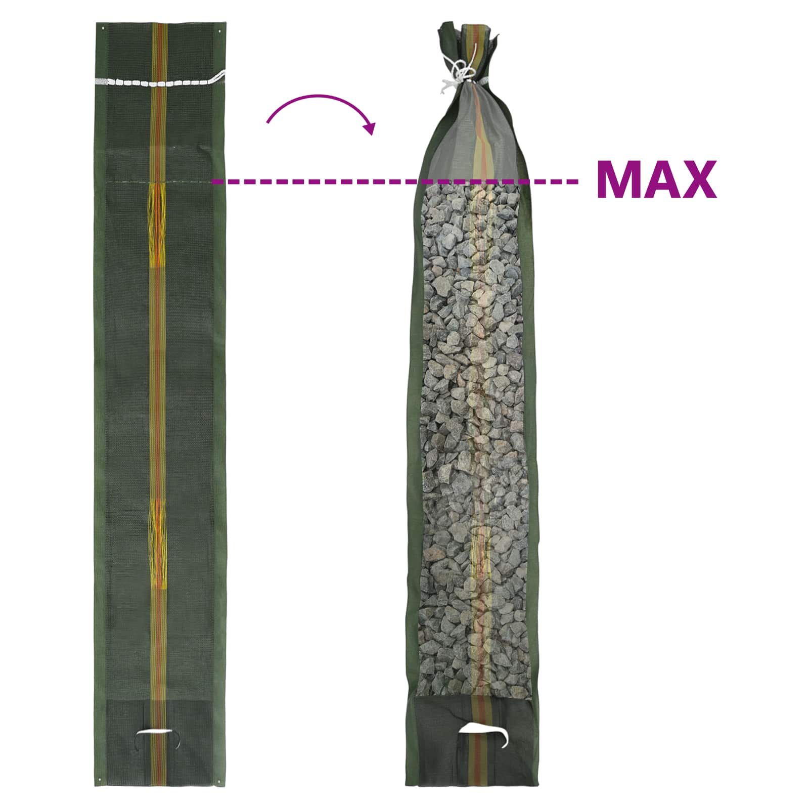 Zandzakken donkergroen 100 x 25 cm HDPE