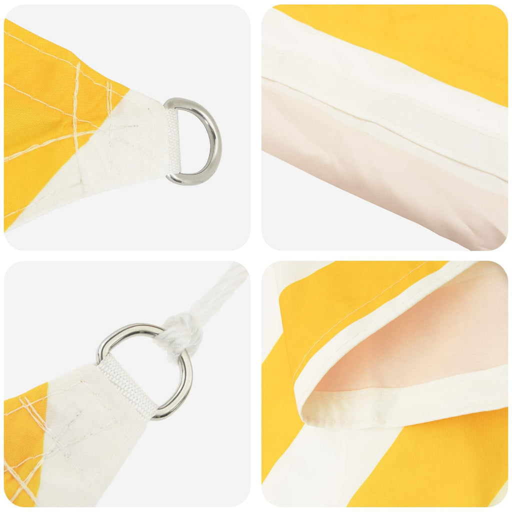 Schaduwdoek vierkant geel/wit waterdicht oxford stof detail 3