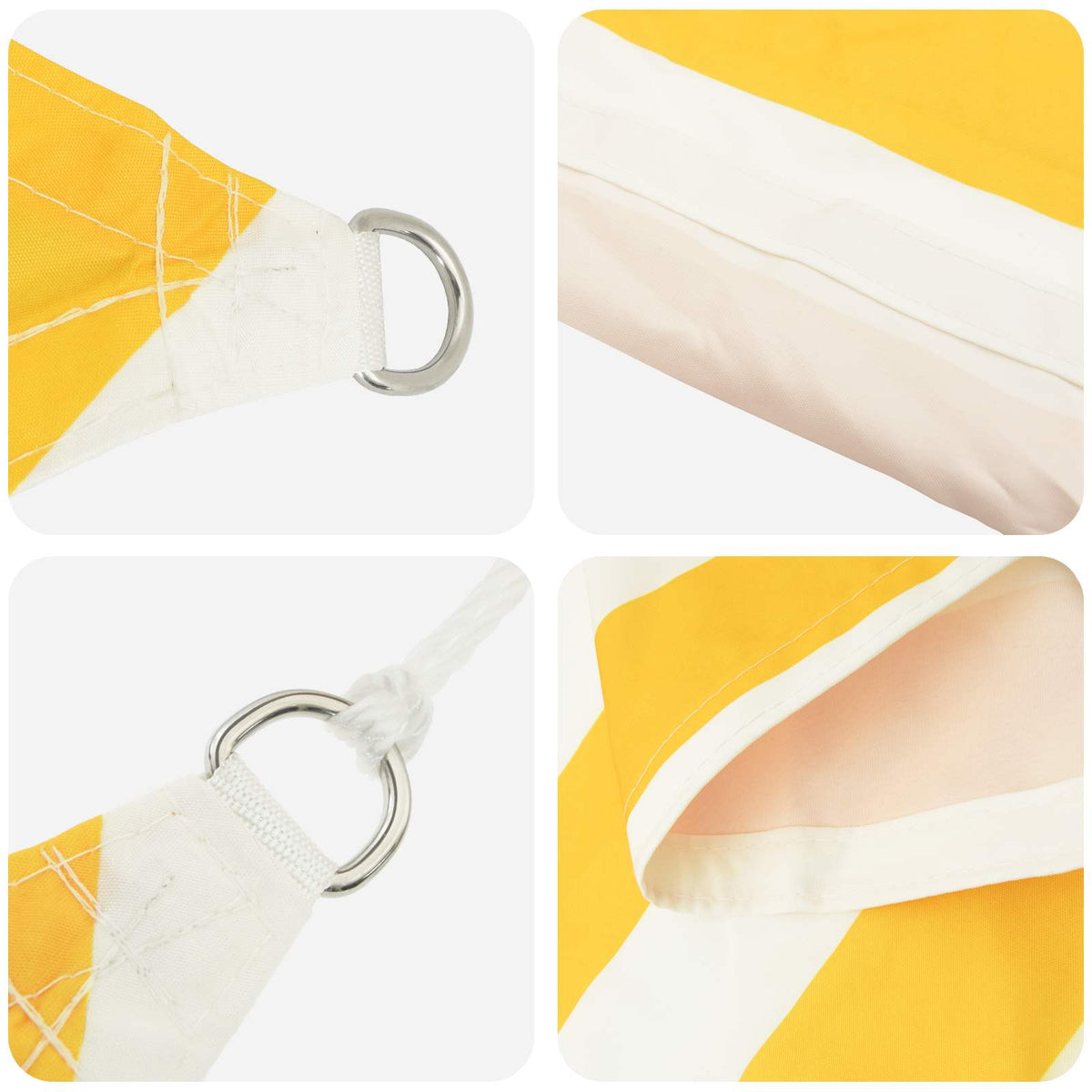 Schaduwdoek vierkant geel/wit waterdicht oxford stof detail 3