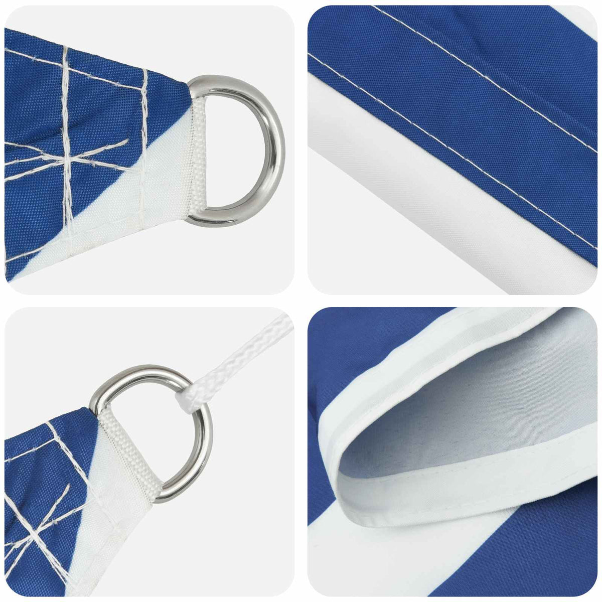 Schaduwdoek vierkant blauw/wit waterdicht oxford stof detail 3