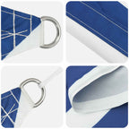 Schaduwdoek driehoekig blauw/wit waterdicht oxford stof detail 3