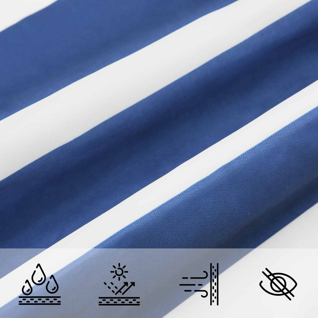 Schaduwdoek driehoekig blauw/wit waterdicht oxford stof detail 5