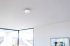 Brennenstuhl rookmelder with 9V battery, compact smoke detector mounted on a wall, showing the front panel and sensor.