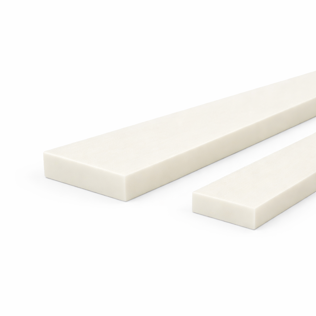 RuplaTec nylon (PA) sheets and strips displayed, showcasing smooth texture and durable material.