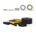 Ruplatec 2.0 rubber strips and blocks in various sizes, showcasing texture and flexibility for versatile applications.