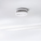 Hager TG600AL optical smoke detector, lithium-powered with 10-year lifespan, mounted on ceiling for fire safety detection