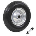RubberXL massief kruiwagenwiel 4.00-8, 390 mm, zwart en zilver, robust wheel for garden carts and wheelbarrows