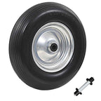 RubberXL massief kruiwagenwiel 4.00-8, 390 mm, zwart en zilver, robust wheel for garden carts and wheelbarrows