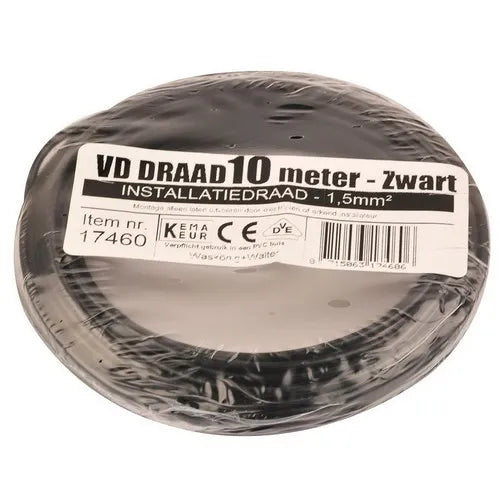 VD draad 1,5 mm² zwart 10 meter kleine rol